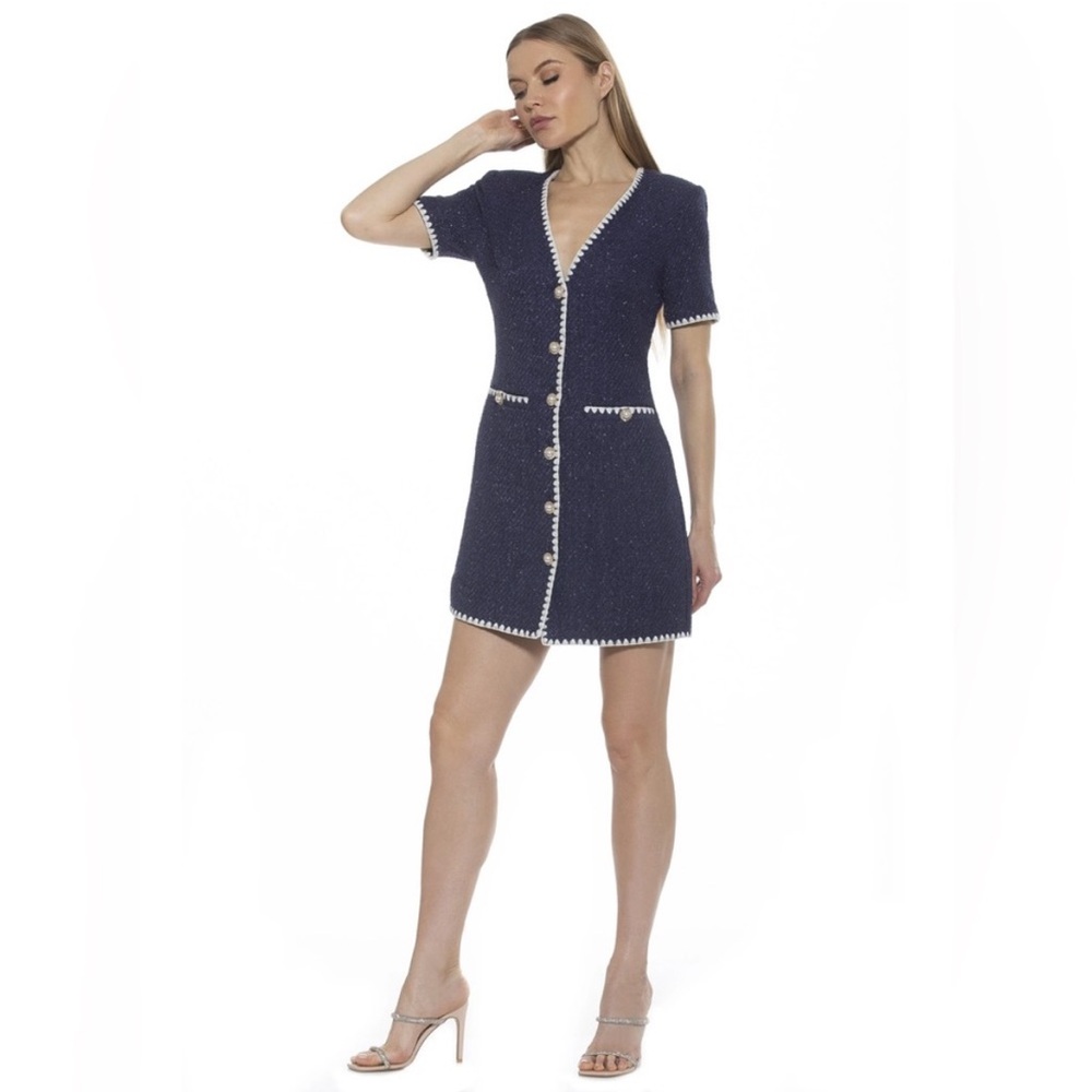 Alexia Admor Navy Mini Dress with White Trim